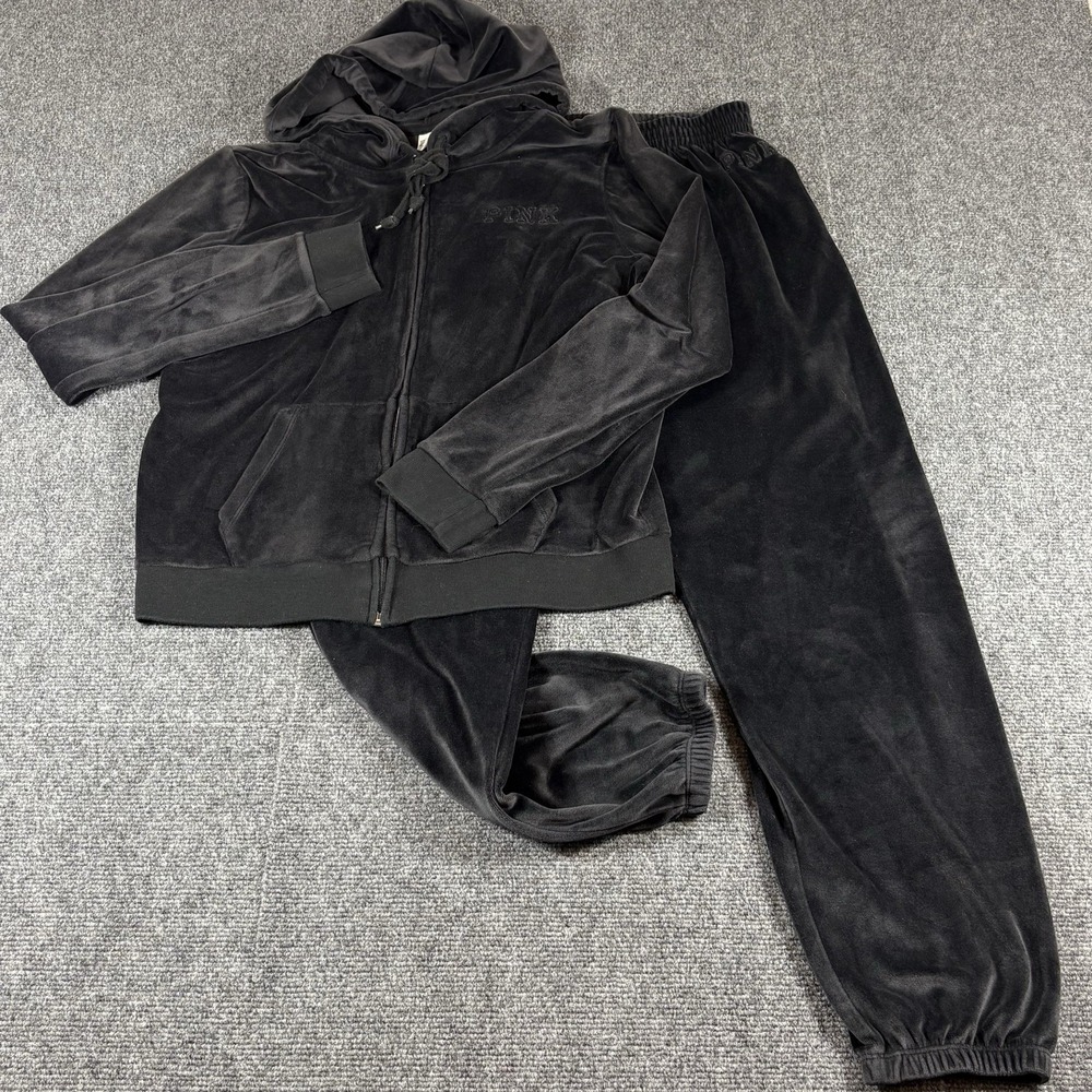 Victoria Secret PINK Women Velour Tracksuit 2 Piece Top Size M Pants Size S Y2K